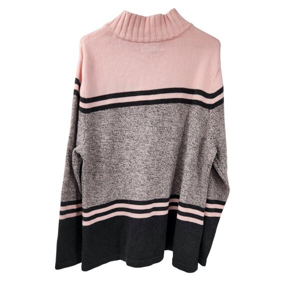 Karen Scott Pink Gray Color Block Pullover Sweatshirt Womens Size XXL - Picture 2 of 4